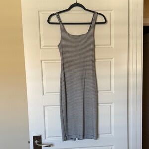 Zara Black and White Striped Midi Dress